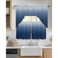 thumbnail image 2 of Navy Blue Ombre Kitchen Curtain and Valance Set 3 Pieces,Rod Pocket Short Tier Curtains 24 Inch Length,Modern Abstract Art Gradient Aesthetics Swag Topper Small Window Treatment for Cafe Bathroom, 2 of 6