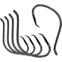 BLUEWING Bent Eye Offset Wide Gap Circle Hooks 10pcs Fishing Hooks High Carbon Steel Fishing Hooks Extra Sharp Fish Hooks for Freshwater Saltwater Fishing, Size 1/0, 10pcs