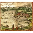 thumbnail image 2 of Hogenberg, Braun 13x12 Gold Ornate Wood Framed with Double Matting Museum Art Print Titled - Santander, 2 of 4