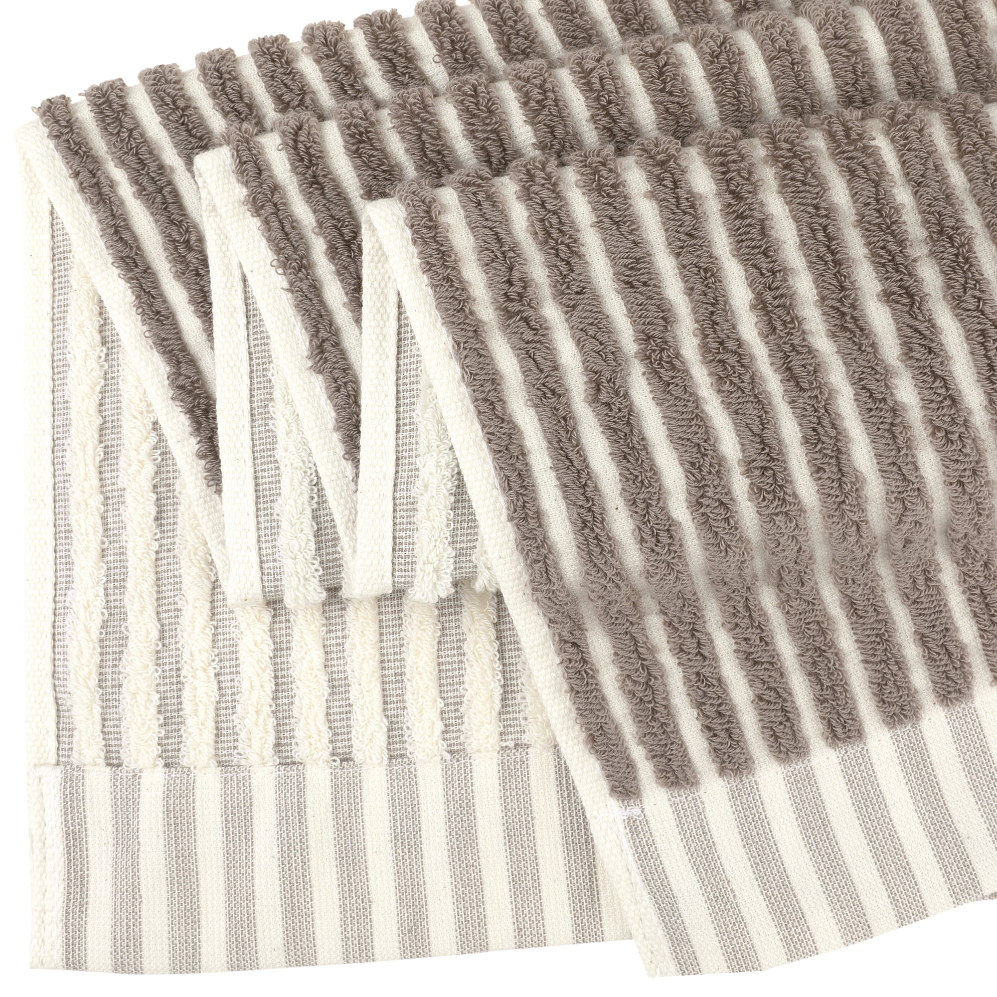 Unique Bargains Cotton Striped Hand Towels Soft Quick Drying Kitchen Towel 14" x 32" Khaki 4pk