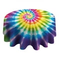 thumbnail image 4 of Rainbow Tie Dye Mandala Pattern Round Tablecloth 60"x60",Wrinkle Wipeable Table Cloth for Kitchen Dining Room Picnic Patio Party, 4 of 6