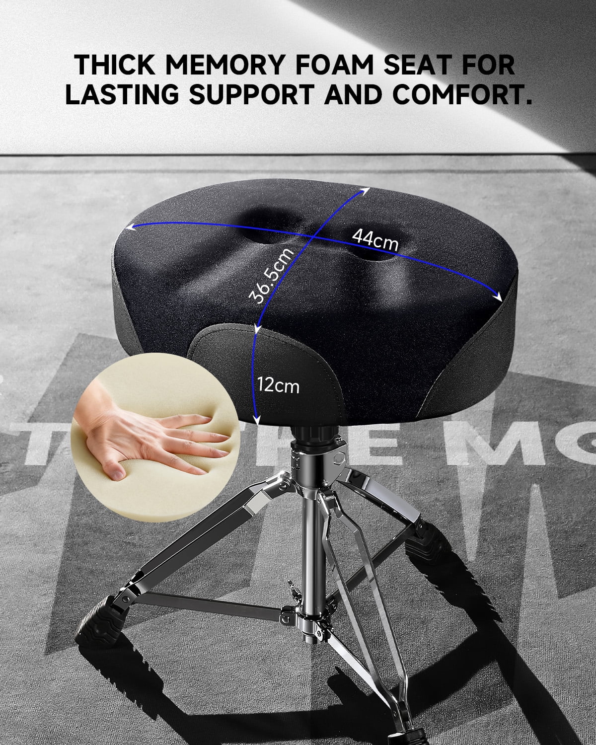Donner DT-200 Saddle-style Threaded Rod Drum Throne, Adjustable Drum Seat for Adults and Teens