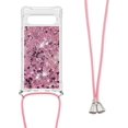 thumbnail image 3 of Glitter Case for Google Pixel 7A with Adjustable Lanyard Neck Strap, Sparkle Transparent Quicksand Waterfall Soft TPU Liquid Cover for Google Pixel 7A LSGS-Rose Gold, 3 of 14