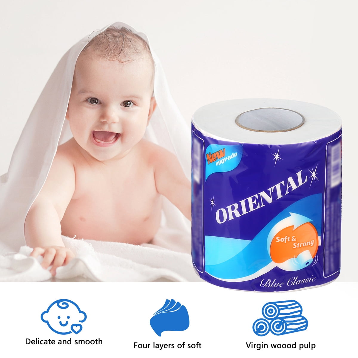 Pack of 10 Rolls Toilet Paper Home White Soft Toilet Roll Primary Wood