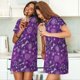 thumbnail image 4 of Disketp Purple Snowflakes para Camisón Corto de Manga Corta para Mujeres, Camisón Cómodo con Escote Redondo, Bonito y Confortable, 4 of 6