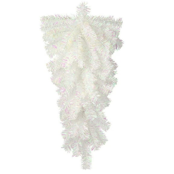 32" Pine Teardrop Swag: Iridescent White
