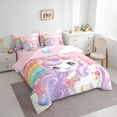 thumbnail image 3 of Feelyou Kawaii Magic Unicorn Bedding Comforter Set 7 Pieces, Watercolor Rainbow Full Bedding Set, Love Heart Balloon Reversible Fitted Sheet Flat Sheet, Luxury Bedroom Decor, 3 of 7