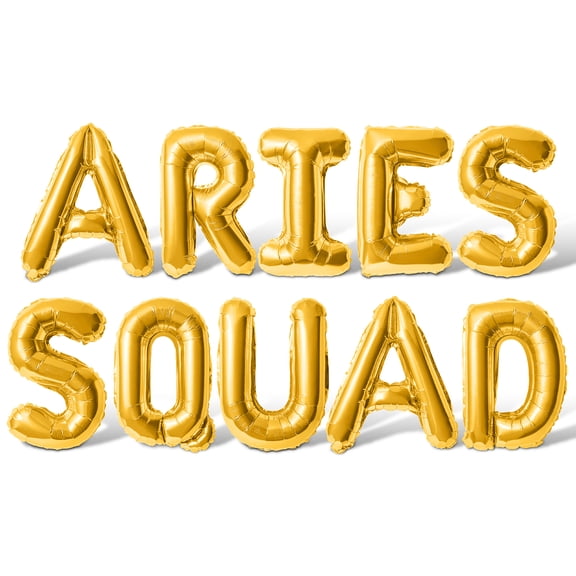 Letter Balloons - ARIES SQUAD 16" Inch Alphabet Letters Foil Mylar Balloon Aries Birthday Party Banner (Gold)