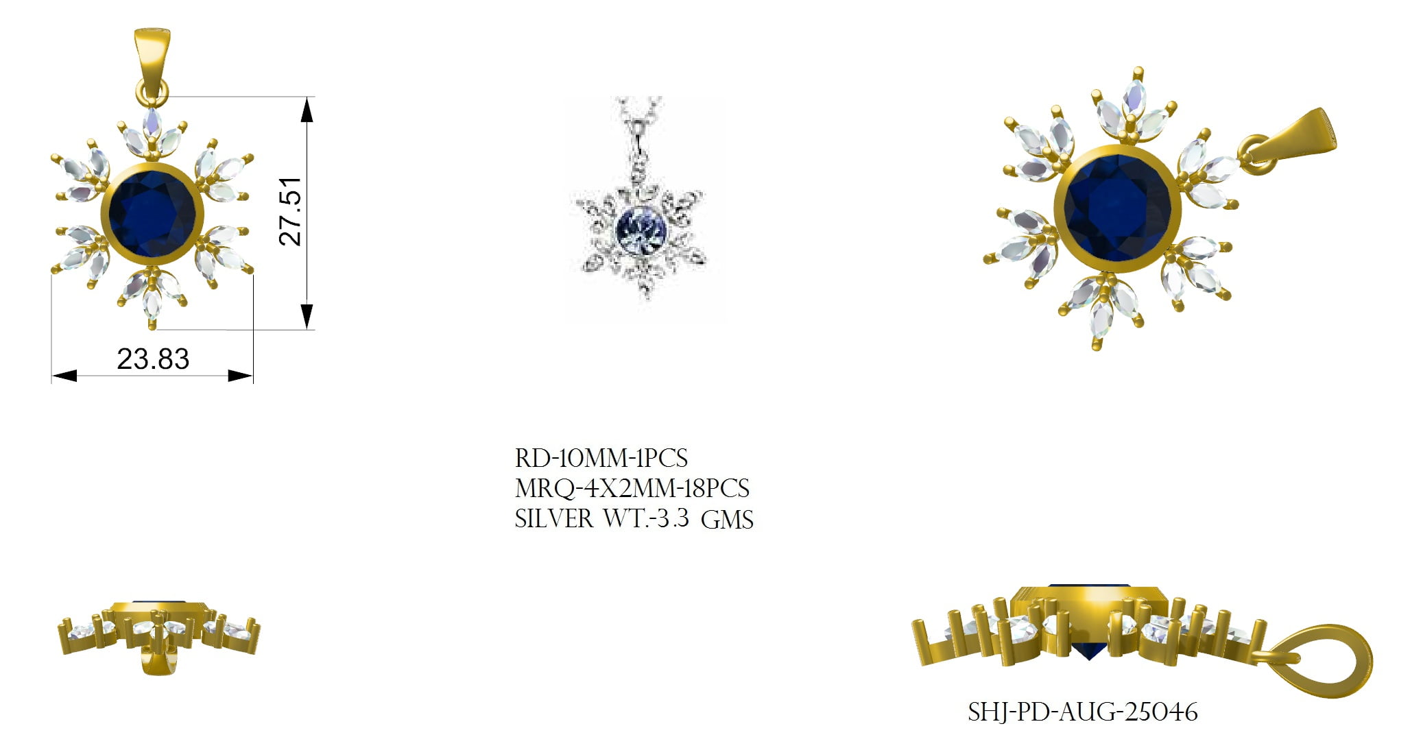 925 Sterling Silver Gold Vermeil 10MM Round Labradorite Elegant Flower  Women Necklace