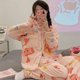 thumbnail image 1 of Sanrio-Pijama de franela de Hello Kitty para mujer, ropa de casa de franela de Coral, traje grueso con solapa, cárdigan bonito, My Kuromi Melody, Invierno, 1 of 4