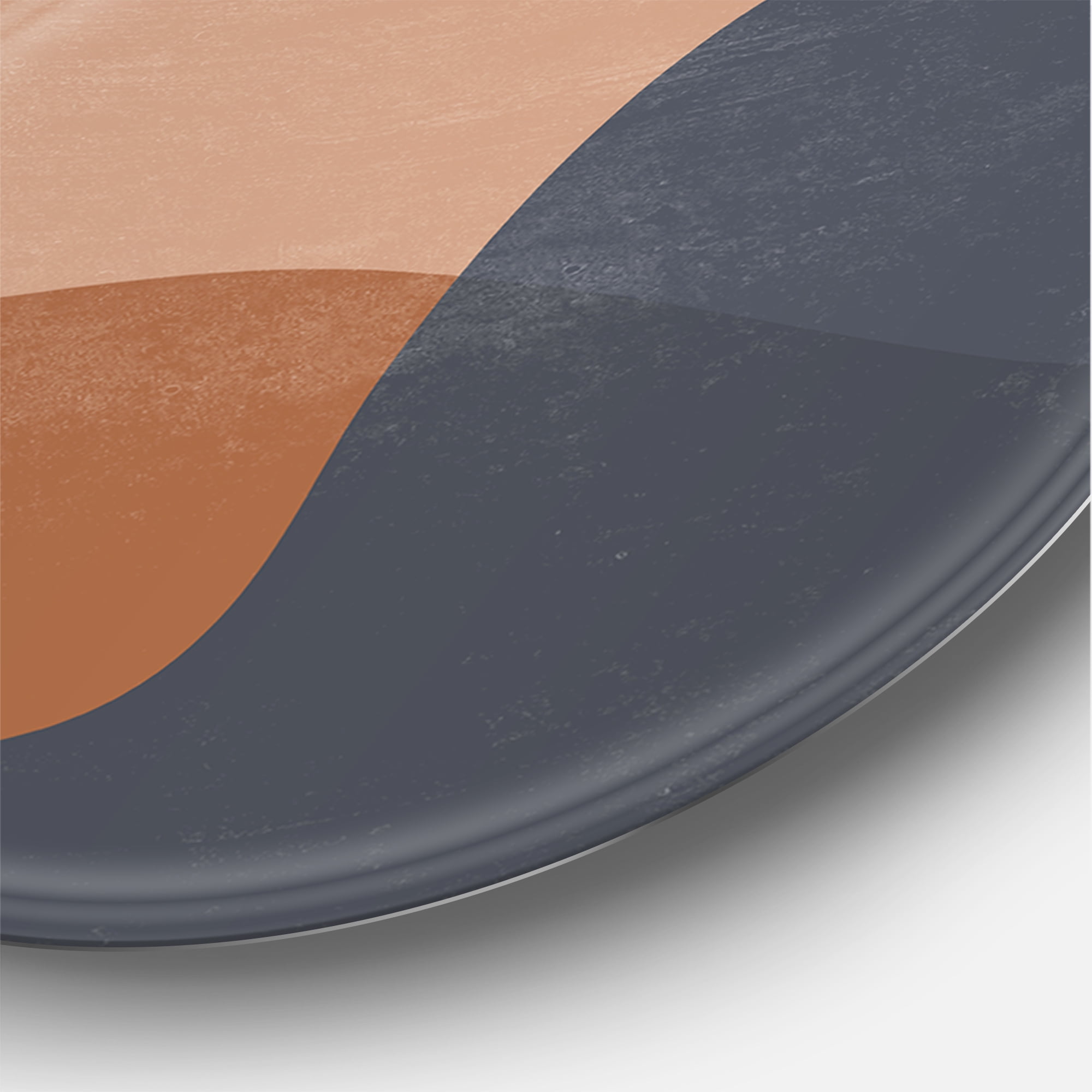 Designart 'Abstract Earth Toned Mountains With Red Moon II' Modern Circle Metal Wall Art 36x36 - Disc of 36