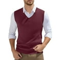 thumbnail image 7 of MNCEKFOD Mens Tank Tops Summer Casual Sleeveless V Neck Knitted Sweater Vest Plain Loose Fit Soft and Comfy Relaxed Fit Mens Tops Brick Red L, 7 of 7