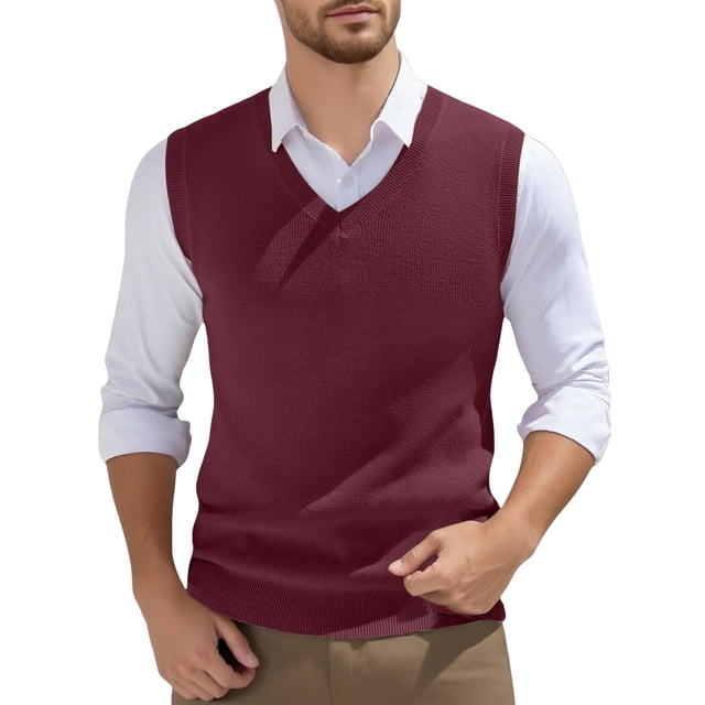 Men's Sleeveless Knitted Vest V-Neck Spring Plain Lightweight Workout Tank Top