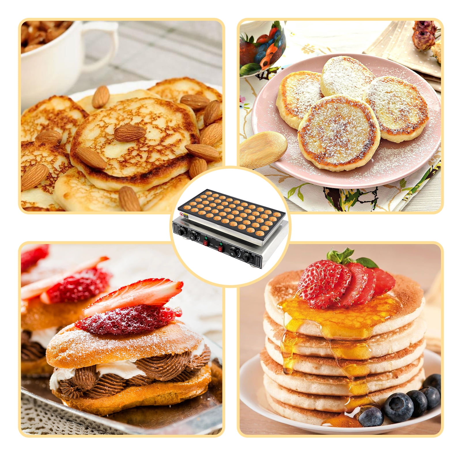 50 PCS Mini Pancakes Maker Machine,110V Mini Dutch Pancake Maker,1800W Commercial Electric Nonstick Waffle Maker Machine for Home and Restaurants