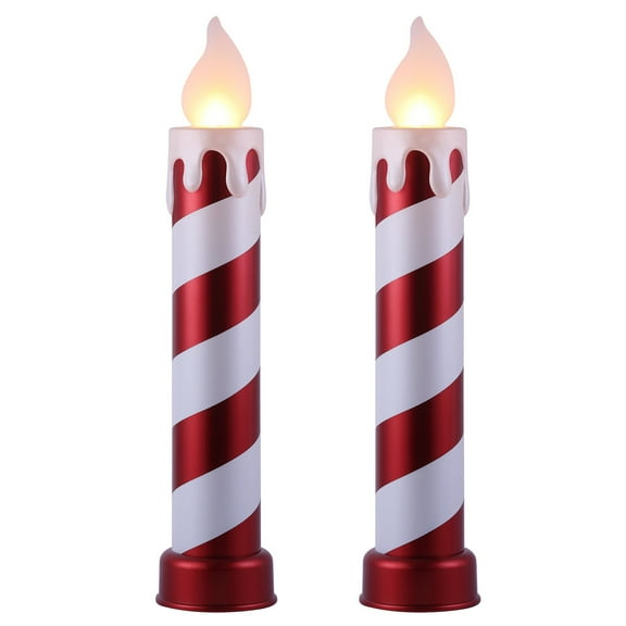 Mr. Christmas 36 in. Striped Metallic Blow Mold Candle - Red and White