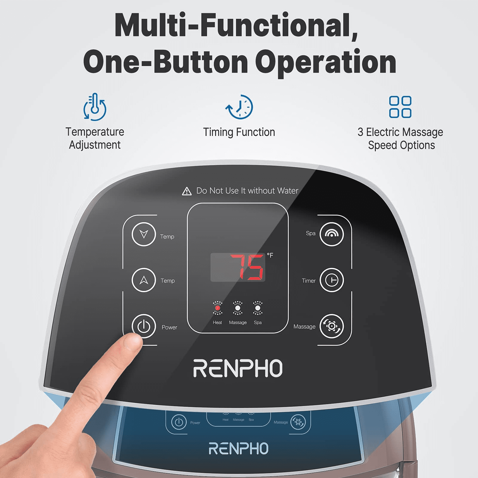 RENPHO Foot Spa Bath Massager with Heat Bubbles Shiatsu Massage & Jets Foot Soak Tub Relieve Foot Muscle Pain, Fathers Day Gifts for Dad Men