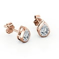 thumbnail image 4 of JeenMata Bezel Set 1 Carat Pear Shaped Moissanite Solitaire Stud Earrings In 18K Rose Gold Plating Over Silver, 4 of 5
