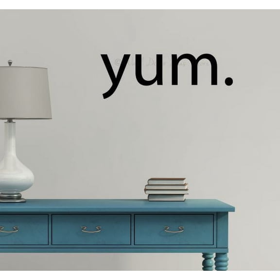 Kitchen Wall Art Stickers Yum Vinyl Word Decals for Home Decor 20x7-Inch Option 2 Black