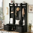 thumbnail image 3 of S-HOME 5-In-1 Entryway Bench With Coat Rack, 58.8 Inch Hall Tree With Drawers And Adjustable Shelves, 3 of 15