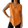 thumbnail image 5 of Uootdi Womens Sleeveless Tops V Neck Frayed Edges Cotton Linen Blouses Casual Solid Color Tunics Summer Vacation Daily Wear Gift, 5 of 9
