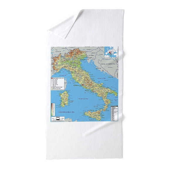 CafePress - Map Of Italy - Large Beach Towel, Soft 30"x60" Towel with Unique Design