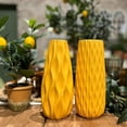 thumbnail image 2 of Iconic Scandi Ripple Vases, Set of 2, Bold Pop Yellow, Smooth Glazed, Ceramic Stoneware, Contemporary Table Decor, 9.5 Inches Tall, 2 of 6