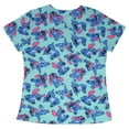 thumbnail image 5 of Disney Lilo & Stitch Women’s V-Neck Short Sleeve Scrub Top – Allover Print (S-3XL), 5 of 9