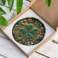 thumbnail image 5 of Black White Check Shamrock Suncatcher Stained Glass Style UV Printed Glass Irish Gift Round, 5 of 8