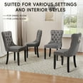 thumbnail image 4 of DONICK Velvet Upholstered Dining Chair Set of 2,Modern Tufted Kitchen Chairs Nailhead Lion Pull Ring Black Wood Legs(Gray), 4 of 10