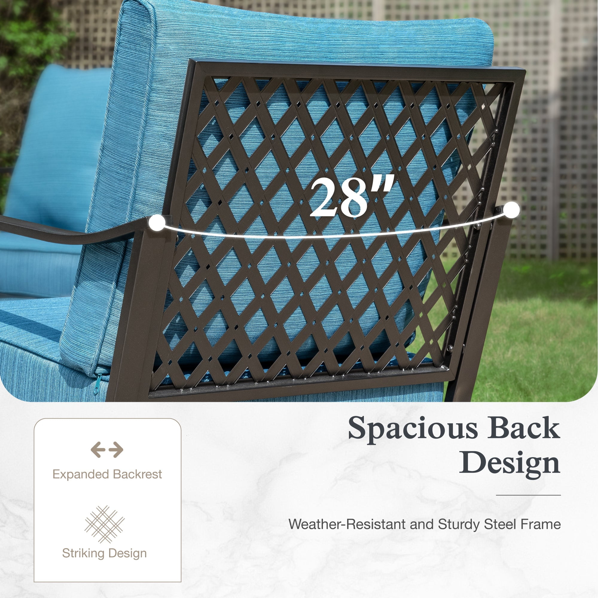 Sophia & William 5 Seat Patio Conversation Set,Outdoor Metal Furniture Sofa Set with Rocking Chairs, Pacific Blue