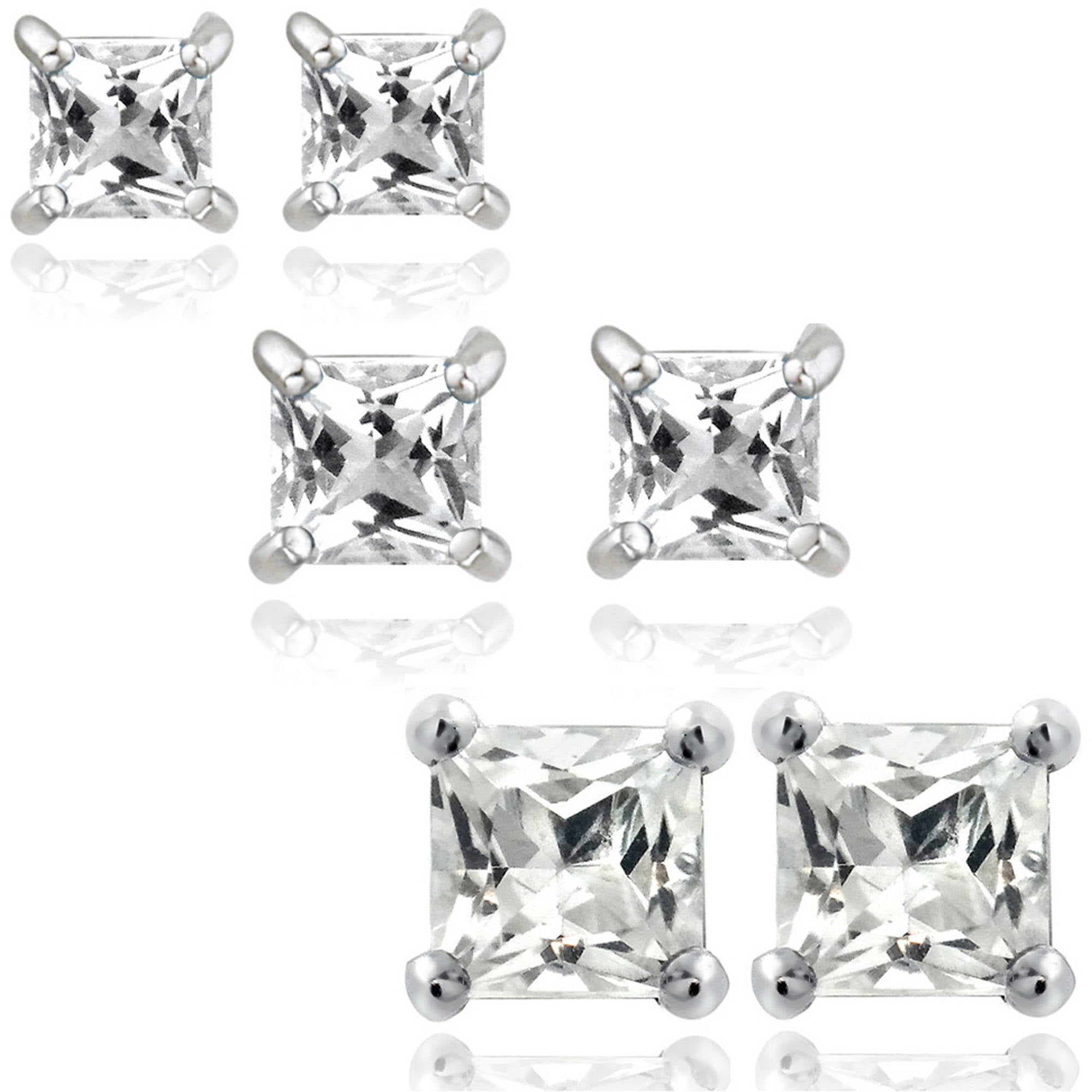 V3 Jewelry Sterling Silver 3.30 Carat Natural Tanzanite and White Topaz Flower Flower Stud Earrings