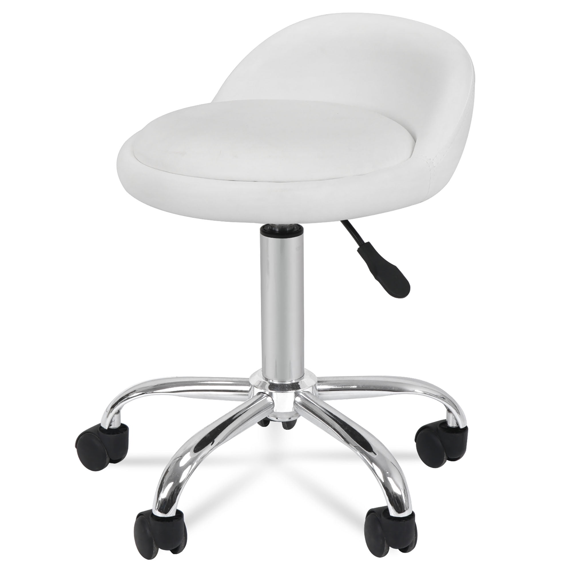 Round Rolling Stool workshop stool office stool with Back PU Leather Height Adjustable Swivel SPA Salon Stools Chair with Wheels