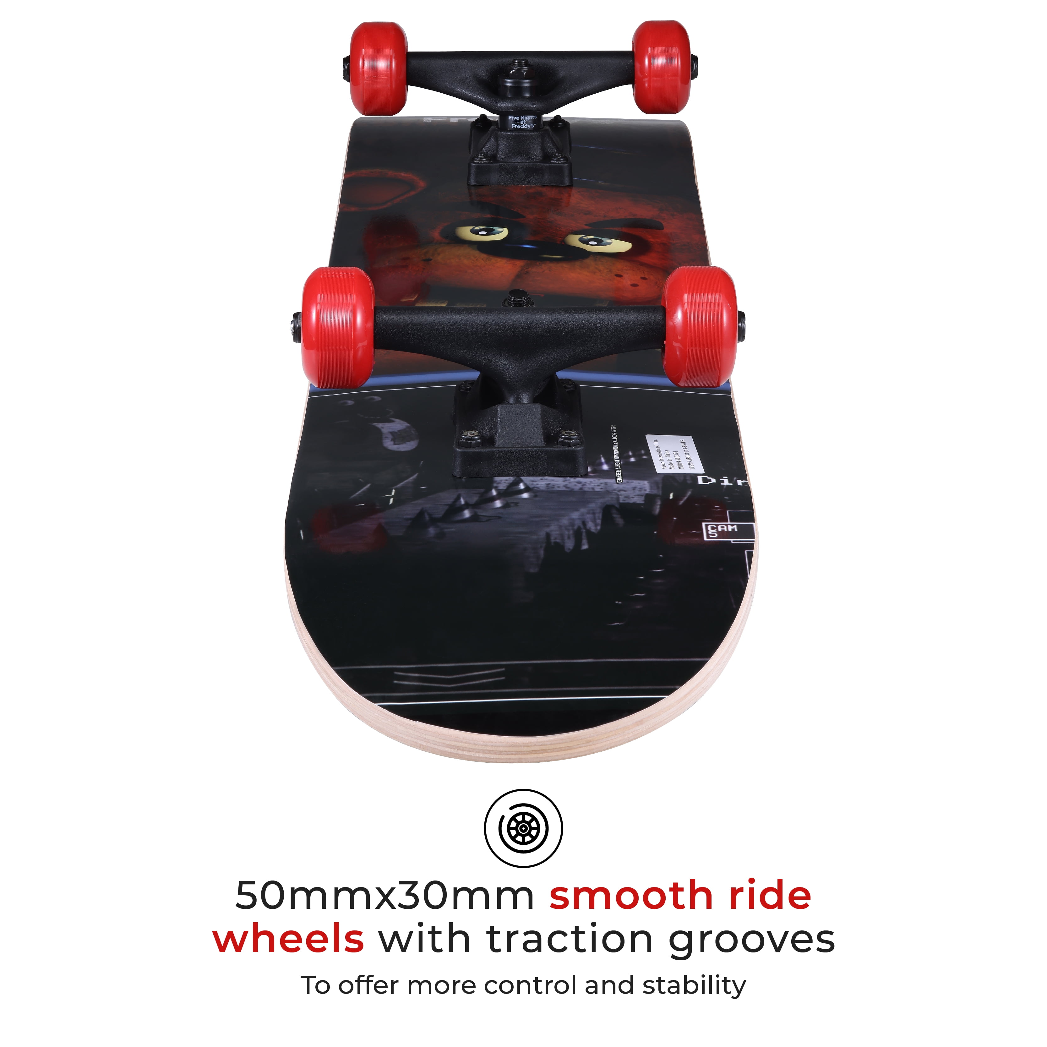 Five Nights at Freddy's 31" Complete Skateboard, Brown Bear, 50mm X 30mm Wheels, for Kids Ages 5+