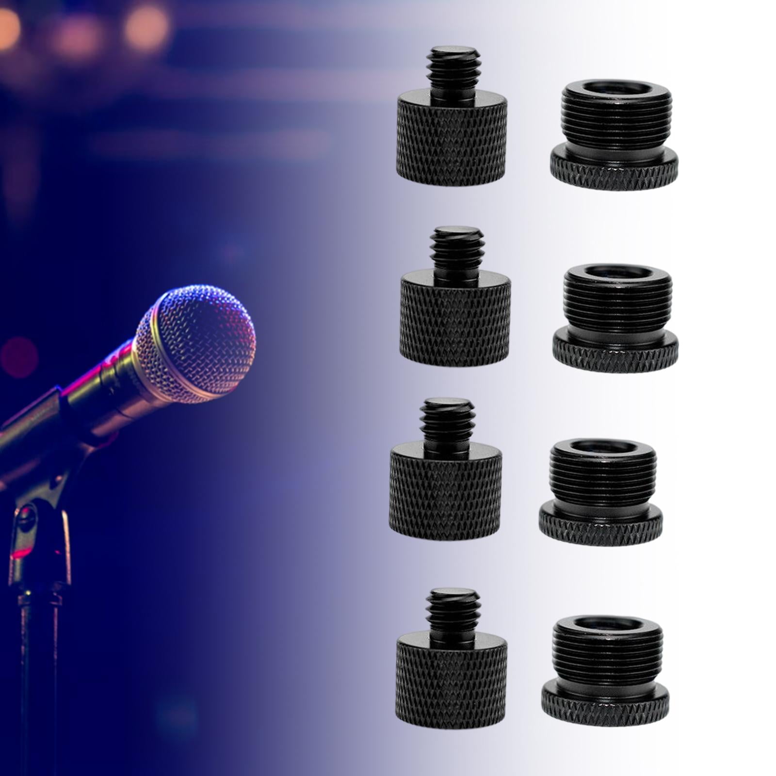 8Pcs Mic Thread Adapter Set Non Slip Knurled Surface Universal Black