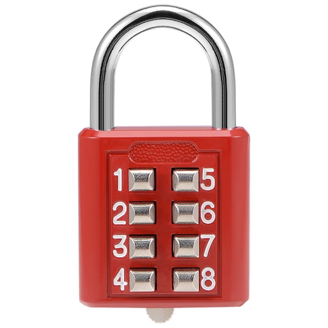Candado de Combinación de 8 Dígitos Uxcell con Botón de Presión para Taquillas Aleación de Zinc Rojo 1pcs