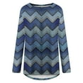 thumbnail image 4 of Long Sleeve Shirts for Women Dressy Casual Crew Neck Hem Flowy Tops Color Block Geometry Printed Oversized Loose Tunic Shirts Graphic Tees for Spring Fall #B06-Orange S, 4 of 5