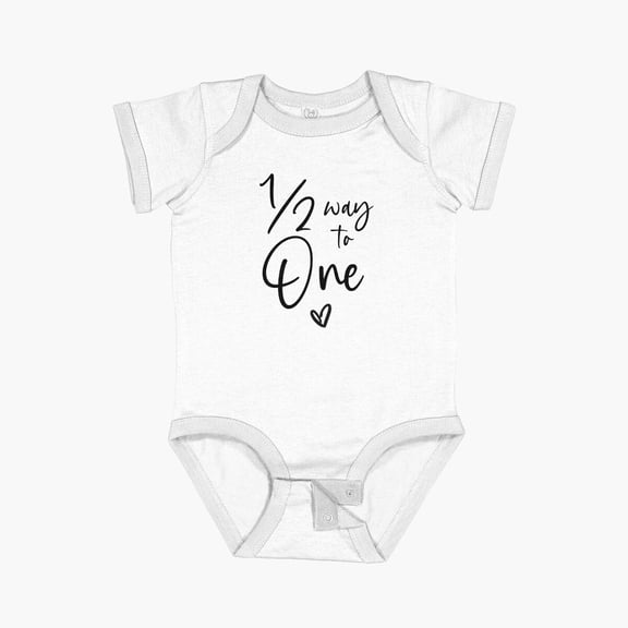 Luvly 1/2 Way To One Half Birthday Minimal Minimalist Design Short Sleeve Baby One-Piece, New Born, Baby Shower Gift, New Parents Gift