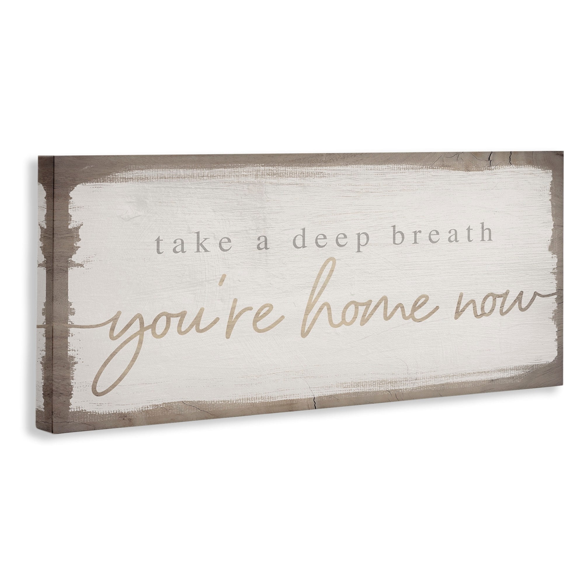 Stupell Industries You're Home Now Weathered Shabby Chic Sign Canvas Wall Art, 24 x 10, Design by Daphne Polselli