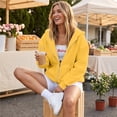 thumbnail image 5 of Women's Hooded Zip Up Sweatshirt Fleece Jacket Casual Long Sleeve Pullover Hoodie Coat Outerwear Winter Fall Fashion Loose Fit Full Zipper Pocket Tops, 5 of 6
