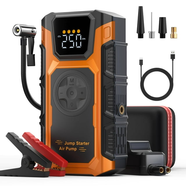 Compresor de aire Jump Starter + 5000 A 12 V para coche Featou