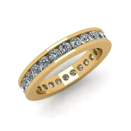 Cut Diamond Ring Band - Natural 1.75Ct Round Cut Classic Channel Diamond Women's Anniversary Wedding Eternity Band Ring Solid 18k Yellow Gold F VS2