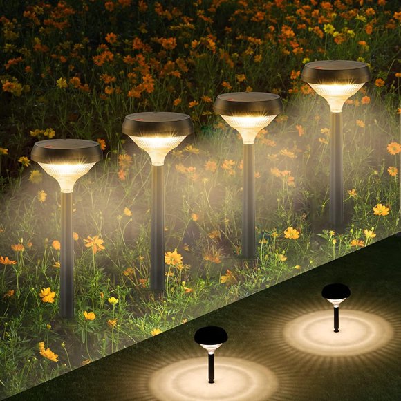Luces solares para sendero Linkind, 8 unidades, blanco cálido, resistentes al agua