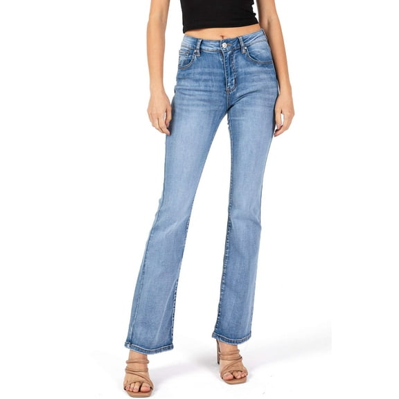 Wax Jean Womens Juniors High Waisted Bootcut Jeans (Medium Denim, 0 )