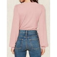 thumbnail image 4 of Diufon Womens Pullover Tops Fall Solid Color Casual Loose Blouses V Neck Long Sleeve Tops, 4 of 4