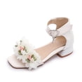 thumbnail image 4 of BOOMNY Girl's Sandals Open Toe Low Heels Sandals for Kids Ankle Strap Floral Elegant Wedding Princess Shoes, 4 of 9