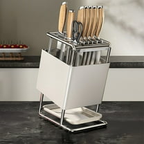 Stainless Steel Knife Block, Countertop Knife Organizer, Multi-Slot Kitchen Knife Storage Rack, Space-Saving, Durable, Ventilated, Safe, Modern Design