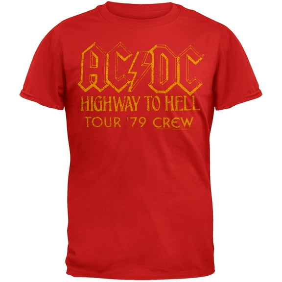 AC/DC Men's Highway To Hell '79 T-shirt Small Red