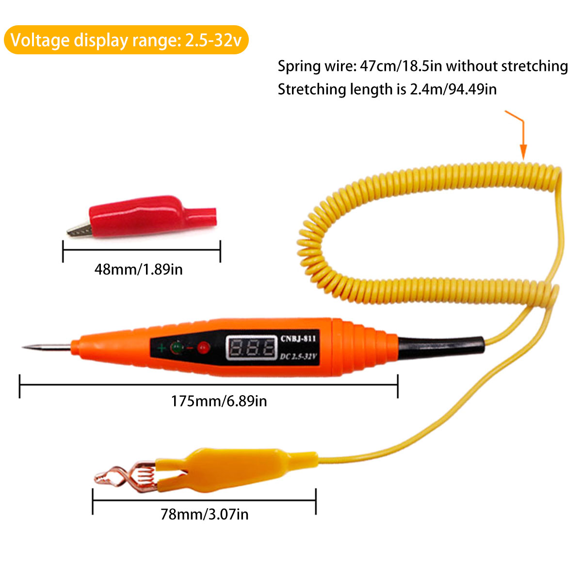 Gpoty Digital Automotive Circuit Tester 2.5-32V Bidirectional Voltage Tester  Vehicle Electric Light Test Pen Probe Detector Portable Testing Circuit Low  Voltage System for Trailer Motorcycle Boat - Walmart.com