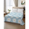 thumbnail image 2 of White Teal Daisy Queen Size Flat Sheet, Wrinkleproof & Fadeproof Cooling Flat Bed Sheet Only, Spring Summer Floral Farmhouse Breathable Soft Bedding Top Sheets 90 x 102 Inches, 2 of 8
