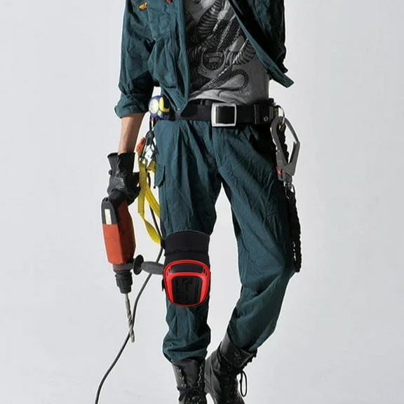 SWETRACE Work Knee Pads 1 Pair in Red with TPE and Non-Slip Feature for Construction 12.58X7.47X2.36In